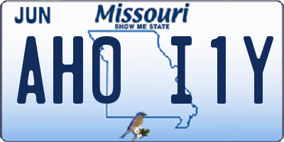 MO license plate AH0I1Y