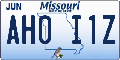 MO license plate AH0I1Z