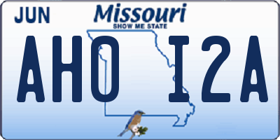 MO license plate AH0I2A