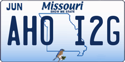 MO license plate AH0I2G