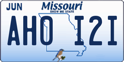 MO license plate AH0I2I