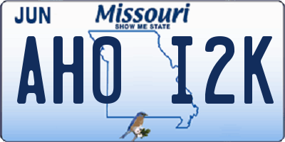 MO license plate AH0I2K