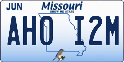 MO license plate AH0I2M