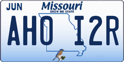 MO license plate AH0I2R