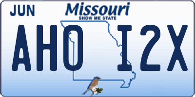 MO license plate AH0I2X