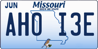 MO license plate AH0I3E