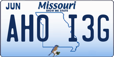 MO license plate AH0I3G