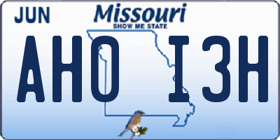 MO license plate AH0I3H