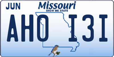 MO license plate AH0I3I