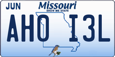 MO license plate AH0I3L