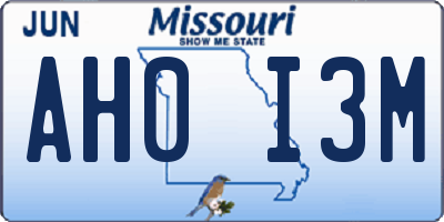 MO license plate AH0I3M