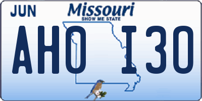 MO license plate AH0I3O