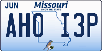 MO license plate AH0I3P