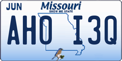 MO license plate AH0I3Q