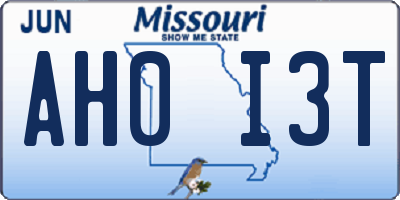 MO license plate AH0I3T