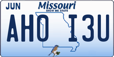 MO license plate AH0I3U