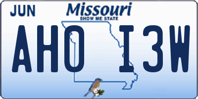 MO license plate AH0I3W