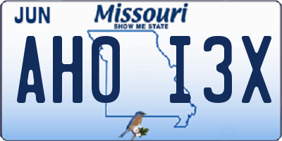MO license plate AH0I3X