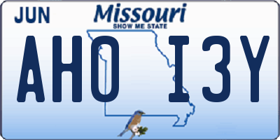 MO license plate AH0I3Y