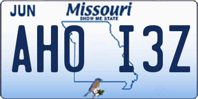 MO license plate AH0I3Z