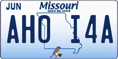 MO license plate AH0I4A