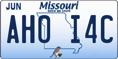 MO license plate AH0I4C