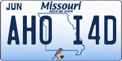MO license plate AH0I4D