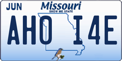 MO license plate AH0I4E