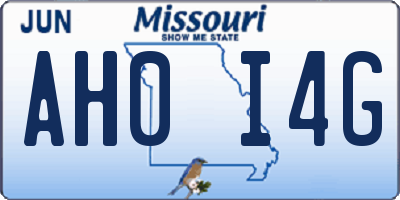 MO license plate AH0I4G