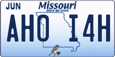 MO license plate AH0I4H