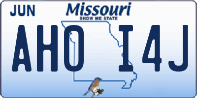 MO license plate AH0I4J