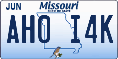 MO license plate AH0I4K