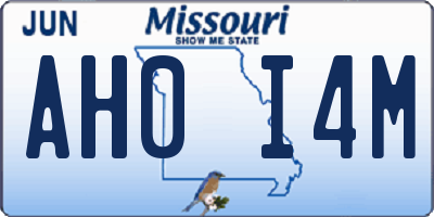 MO license plate AH0I4M