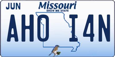 MO license plate AH0I4N