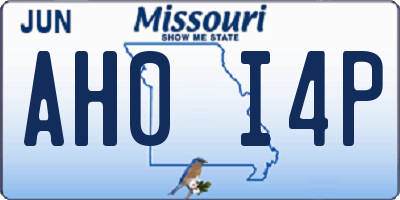 MO license plate AH0I4P