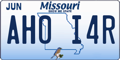 MO license plate AH0I4R