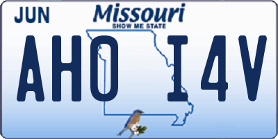 MO license plate AH0I4V