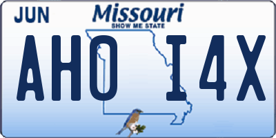 MO license plate AH0I4X