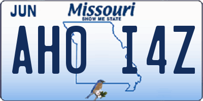 MO license plate AH0I4Z