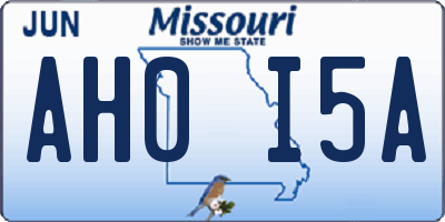 MO license plate AH0I5A