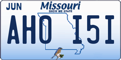 MO license plate AH0I5I