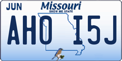 MO license plate AH0I5J