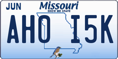 MO license plate AH0I5K