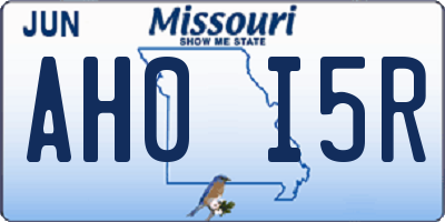 MO license plate AH0I5R