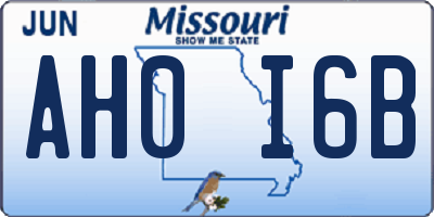 MO license plate AH0I6B