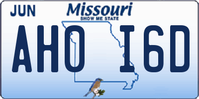 MO license plate AH0I6D