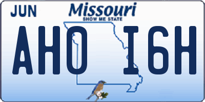 MO license plate AH0I6H