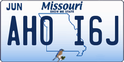 MO license plate AH0I6J