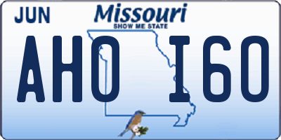 MO license plate AH0I6O