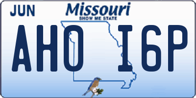 MO license plate AH0I6P